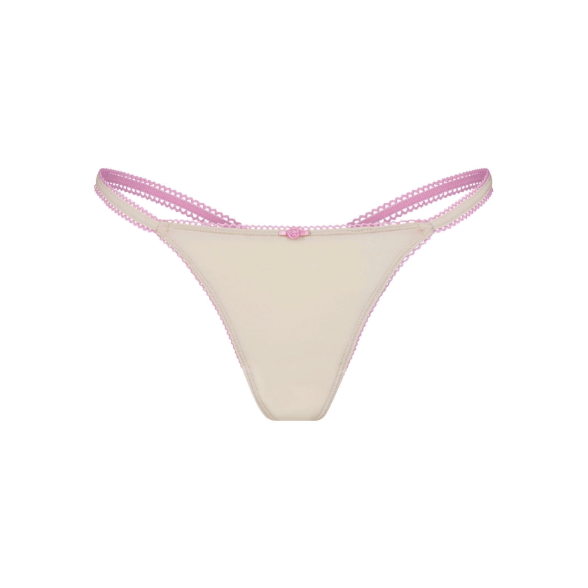 FITS EVERYBODY PICOT TRIM STRING THONG | STONE PETAL CONTRAST