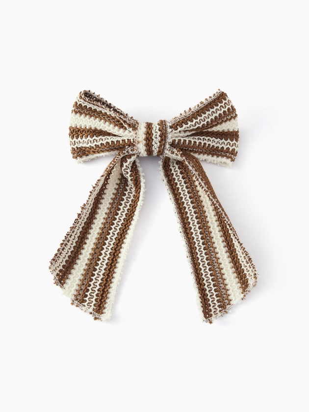 Polyester STRIPED KNITTED BOWKNOT HAIR CLIP For School