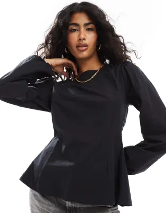 ASOS DESIGN - Blouse longue ajustée nouée dans le dos - Noir | ASOS