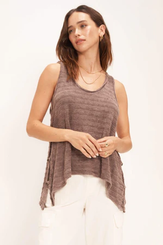 Runaway Sweater Stripe Washed Tank - MW Maple