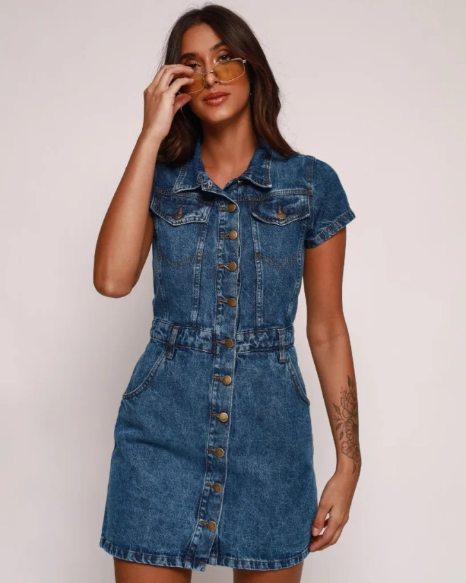 VESTIDO JEANS VINTAGE - Loja Laço de Luxo