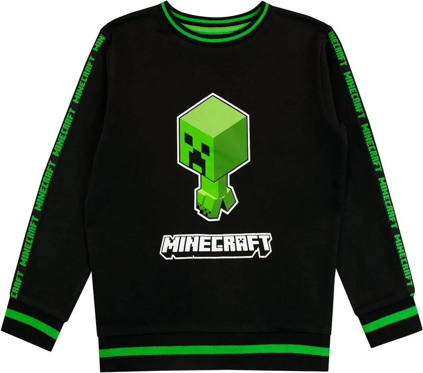 Minecraft Boys Creeper Sweatshirt Black Age 6 to 7 Years : Amazon.co.uk: Fashion