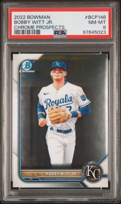 PSA 8 BOBBY WITT JR. 2022 Bowman Chrome Prospects Royals Rookie Card RC PSA 8