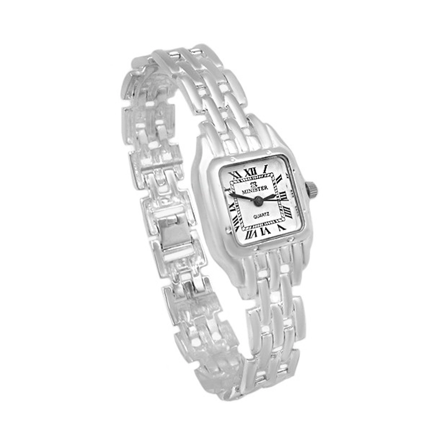 Cartier type watch in sterling silver from the Minister brand.