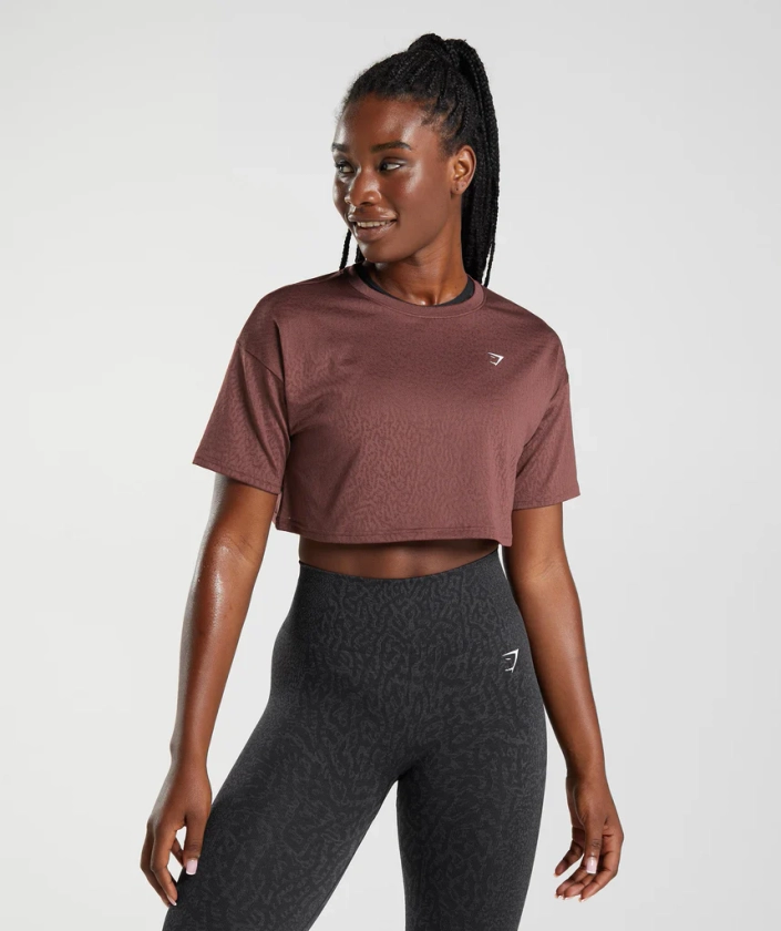 Gymshark Adapt Animal Seamless Crop Top - Reef | Cherry Brown