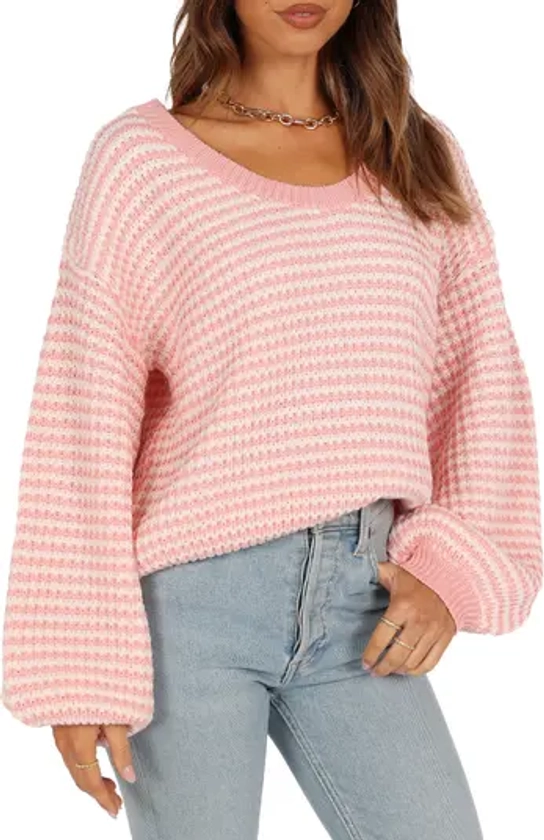 Petal & Pup Becca Stripe One-Shoulder Sweater | Nordstrom