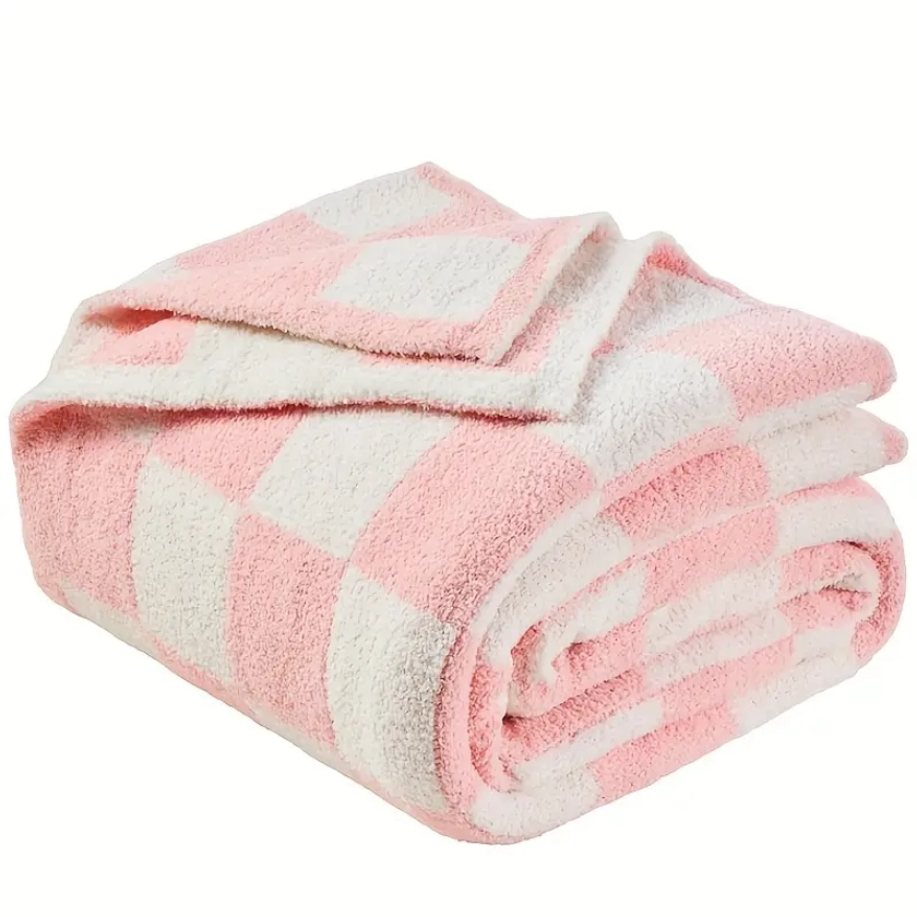 Preppy Style Plaid Throw Blanket Soft Comfort Knitted Ribbon - Temu