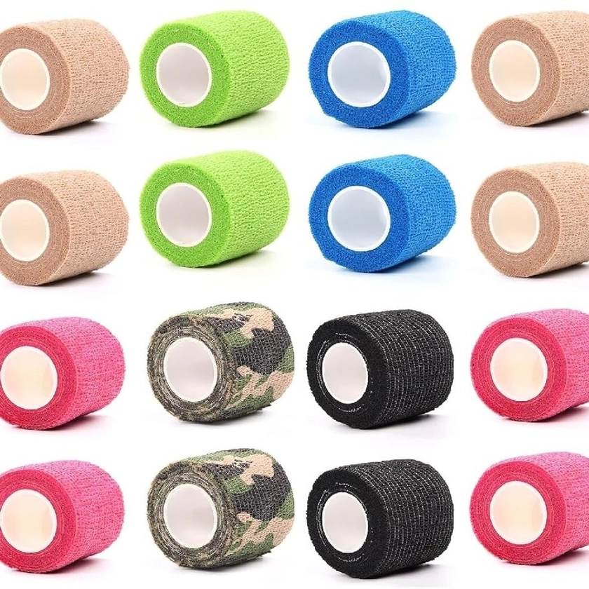 24pack Assorted Color Breathable Self Adhesive Wrap, Athletic Elastic Non Woven Cohesive Bandage (24 pack, each 2&*; width x 5 Yard Length) for Sports,