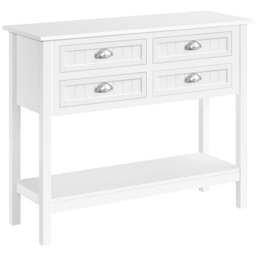 Yaheetech 4-Drawer Console Table Entryway Table, White