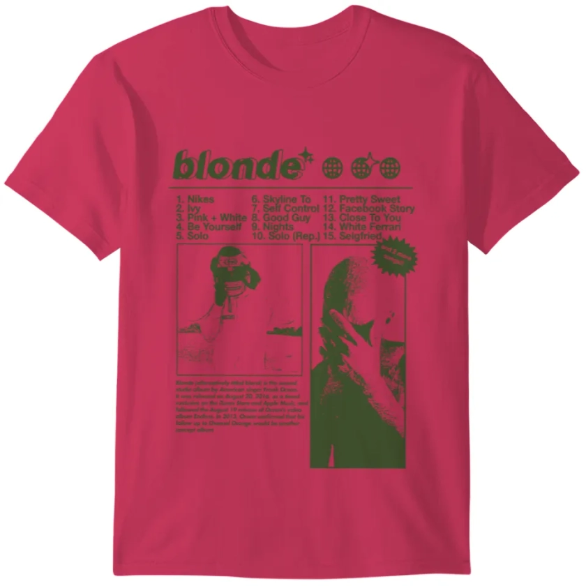 Vintage Frank Ocean - Blond Track List Unisex T-shirt sold by Irene Laschi | SKU 919293 | Printerval UK