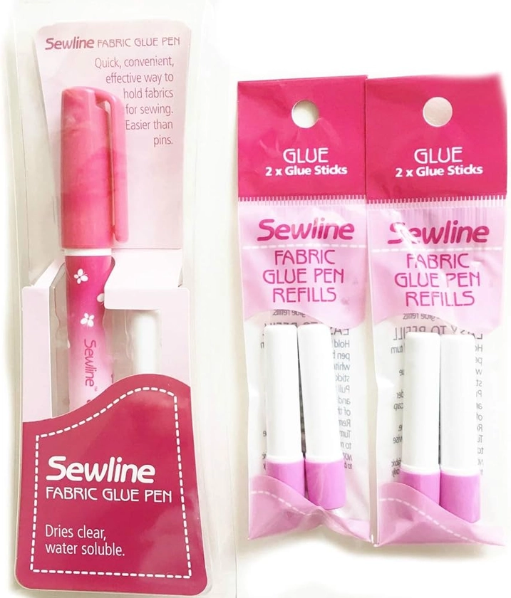 Sewline fabric glue pen PLUS 2 x double refill pack, EPP, no pins, dries clear, sewing & paper piecing : Amazon.co.uk: Home & Kitchen