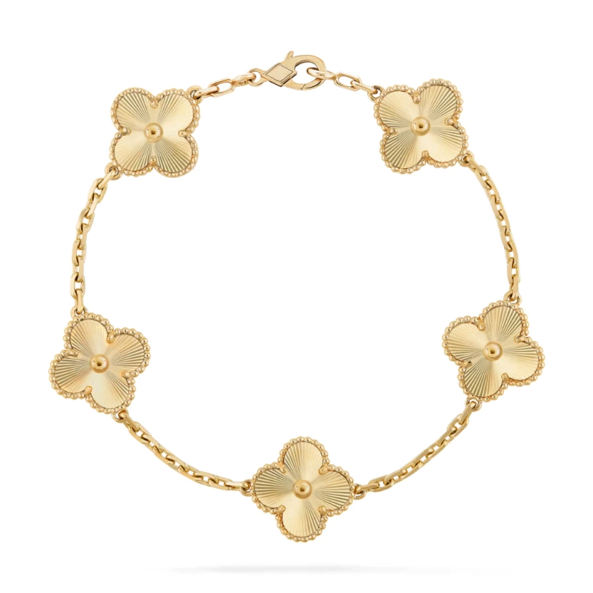 Van Cleef & Arpels Vintage Alhambra Bracelet 5 Motifs 18K Yellow Gold
