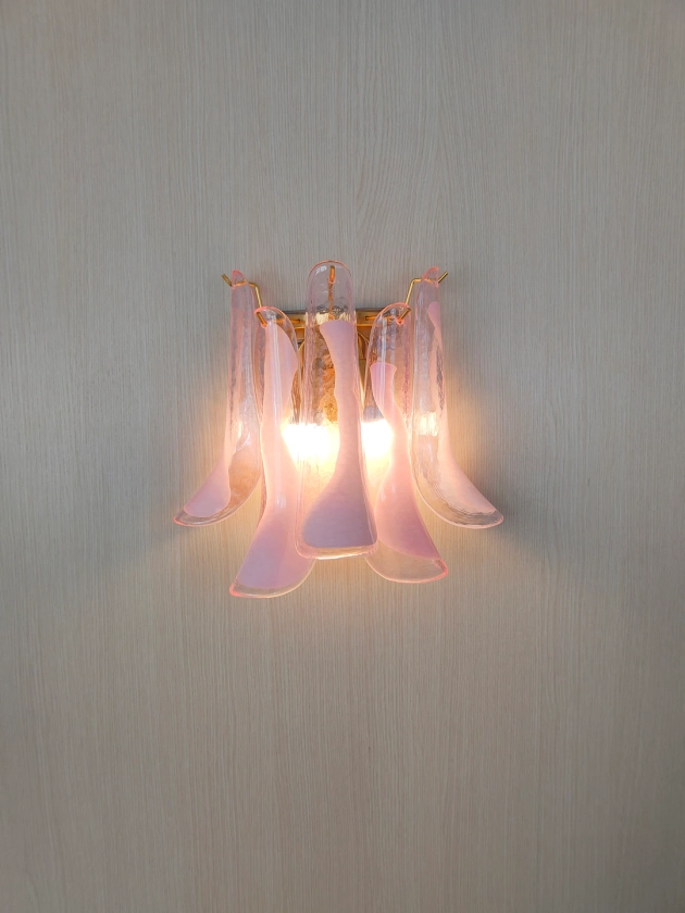 Pink Petal Murano Wall Sconces - Etsy Australia