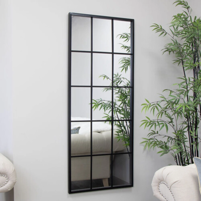 Extra Large Matt Black Window Mirror 144cm x 59cm on OnBuy