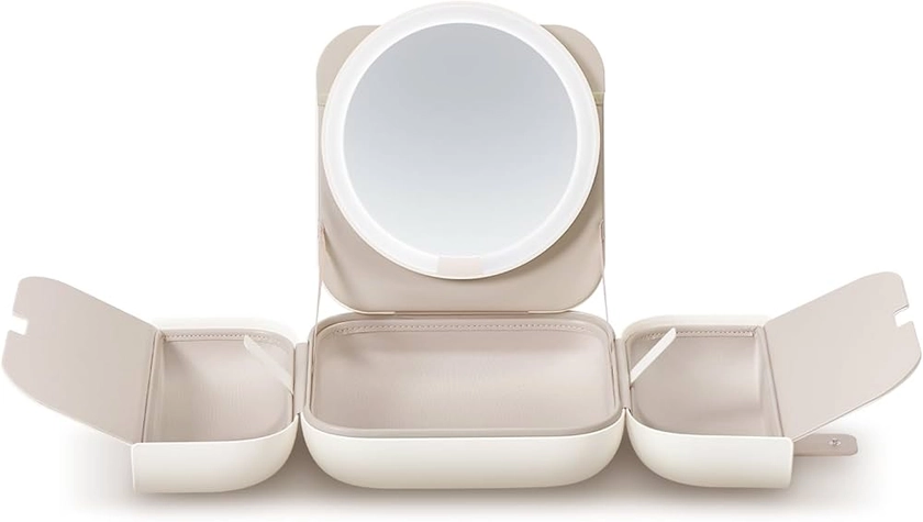 AMIRO M2 LumoCube Makeup Mirror with Bag - Portable LED Makeup Mirror with Lights, 5-Level Brightness, 3-Color Lights - Travel Makeup Organizer - White : Amazon.co.uk: Home & Kitchen