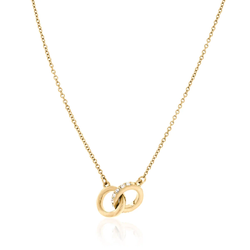 Interlinked Crystal Necklace (Gold)