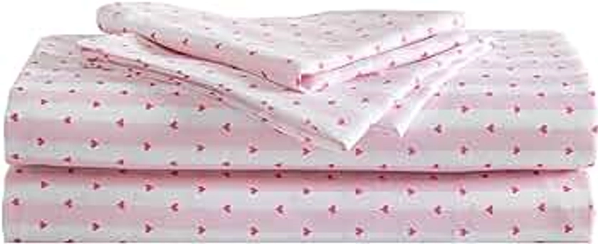 Betsey Johnson - Twin Sheets, Soft & Lightweight Bedding, Fade & Wrinkle Resistant (Wonderland Stripe Pink, Twin)