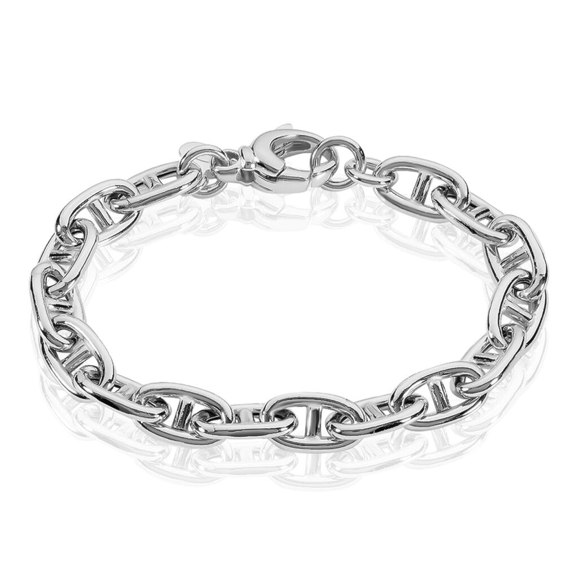 Bracelet Nazima Maille Marine Argent Blanc