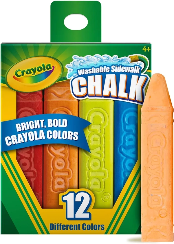 CRAYOLA Outdoor Chalk - Assorted Colours (Pack of 12) | Perfect for Drawing on the Pavement or Patio - Easily Washes Away with Water! | For Ages 4+