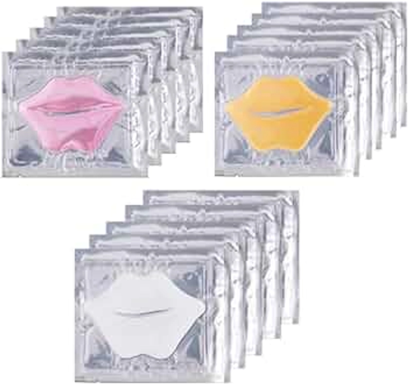 Collagen Crystal Lip Masks Set, 3 types 15pcs Moisturizing Nourishing Lip Patches Remove Dead Skin Anti-Wrinkle Anti-Aging Hydrating Gel Masks Plump Your Lips Enhancement Skin Care