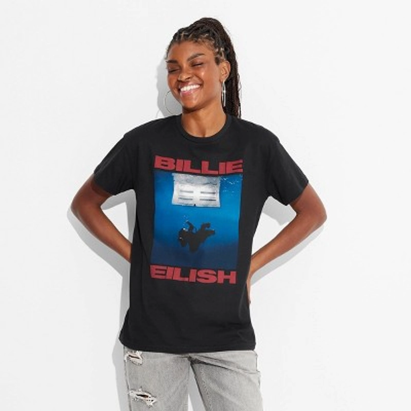 Women's Billie Eilish Album Cover Short Sleeve Graphic Boyfriend T-Shirt - Black XS