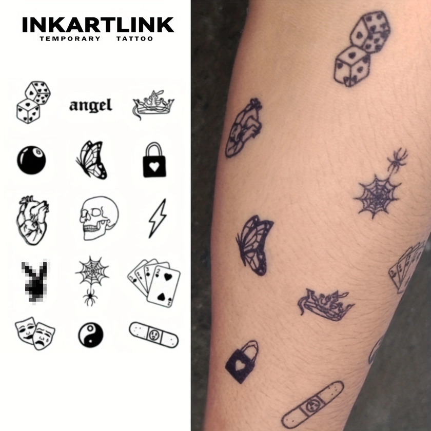 3.15*4.72inch 1 Sheet Tattoo Stickers, Small Figure Pattern Herbal Juice Tattoo Magic 15 Days Tattoo, Semi-permanent Temporary Tattoo, Realistic *