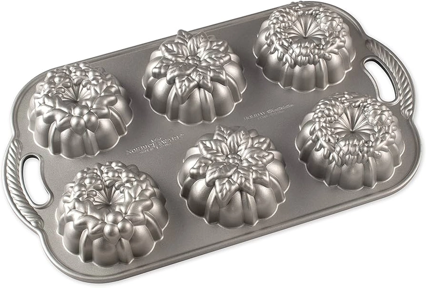 Nordic Ware 94648 Wreathlettes Cakelet Pan Cast Aluminium Bundt Tin, Silver : Amazon.co.uk: Home & Kitchen