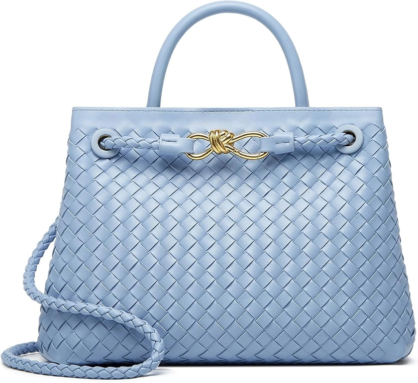 Amazon.com: Woven Bag for Women Crossbody Handbag: Vegan Leather Small Tote Purse - Trendy Shoulder Handbags and Purses - Bowknot Satchel Purses (Denim Color) : Clothing, Shoes & Jewelry