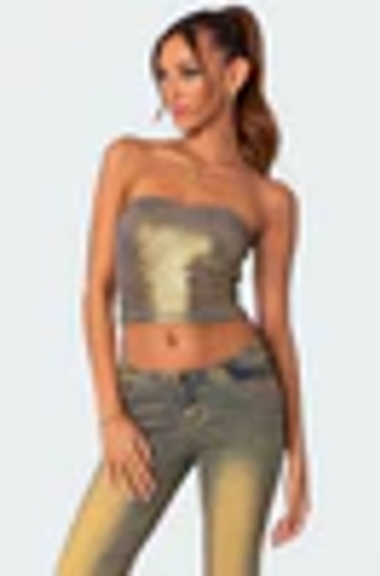 Spotlight Metallic Tube Top