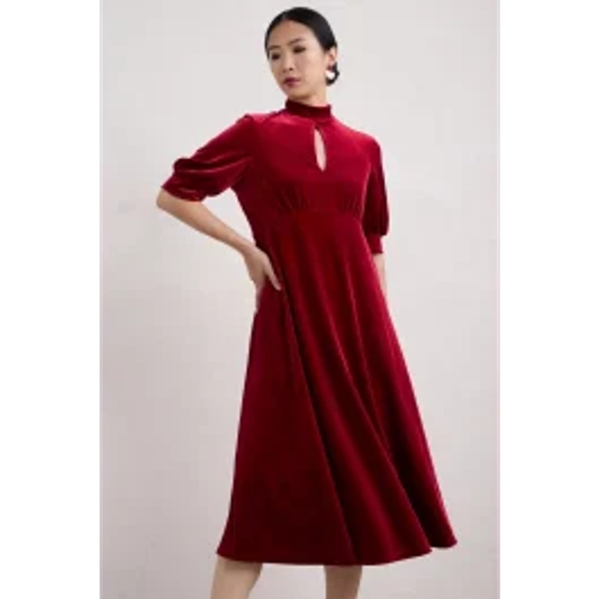 Four Lanes Velvet Empire Line Midi Dress