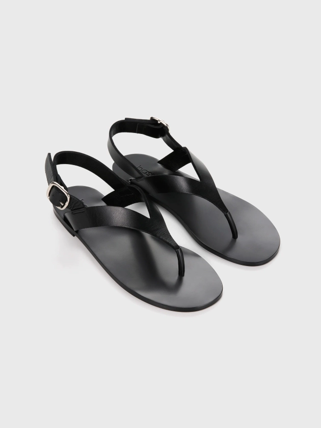 raw leather t bar sandal