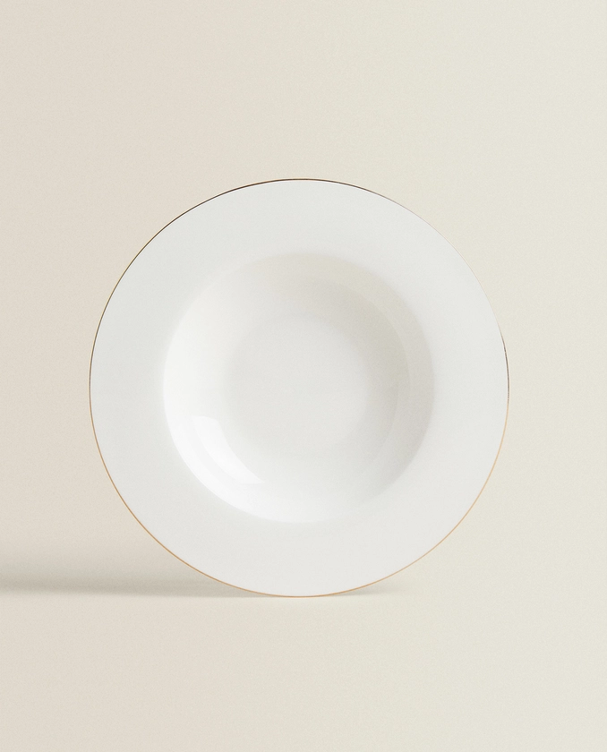 PRATO FUNDO BONE CHINA COM BORDA - Louça completa - SALA DE JANTAR - JOGO DE JANTAR | Zara Home Brasil | Zara Home Brasil