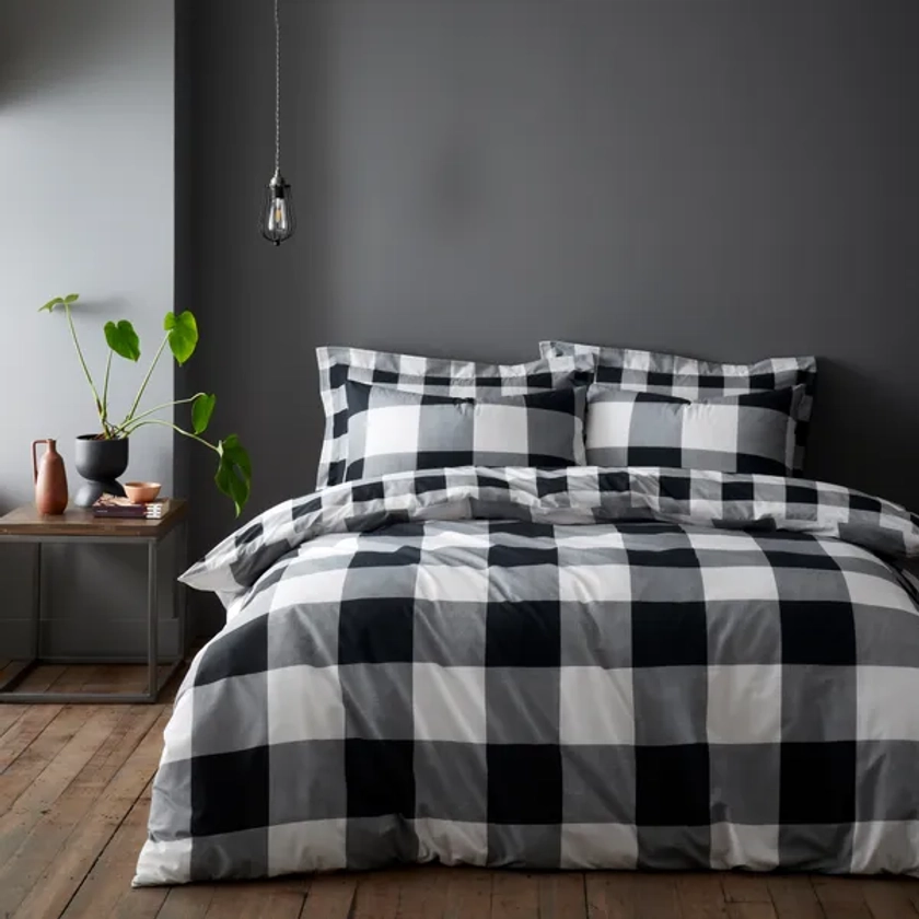 Luca Buffalo Mono Duvet Cover and Pillowcase Set