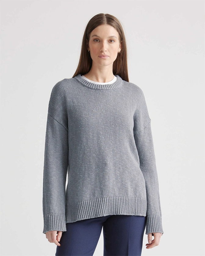 Cotton Linen Oversized Crew Sweater