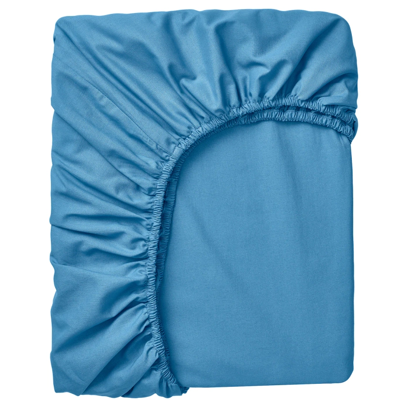 DVALA Fitted sheet - blue 160x200 cm