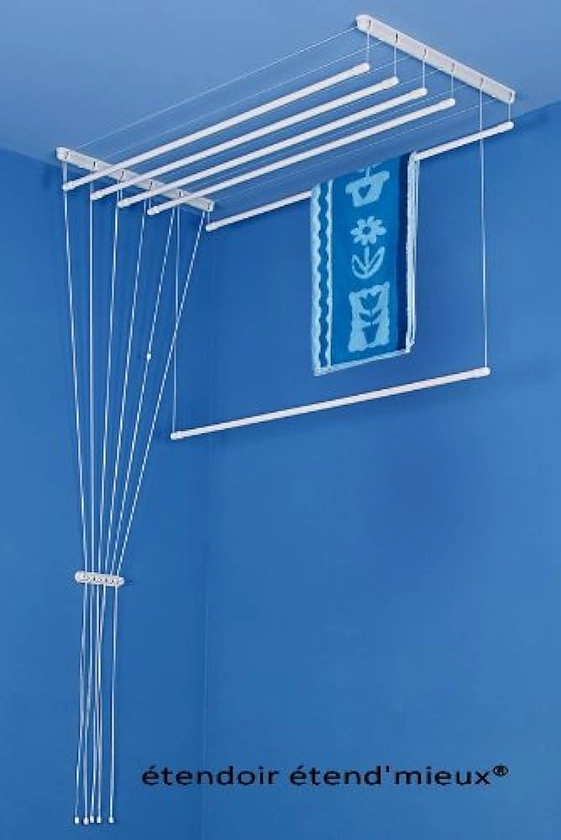 ETEND'MIEUX® étendoir à Linge Suspendu au Plafond, 7 Barres (Largeur 59cm) x 1m, capacité d'étendage 7m