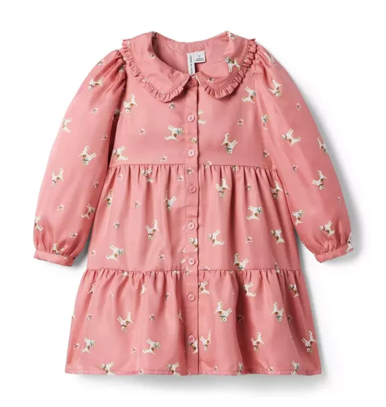 Girl Soft Coral Dog Dog Tiered Dress by Janie and Jack