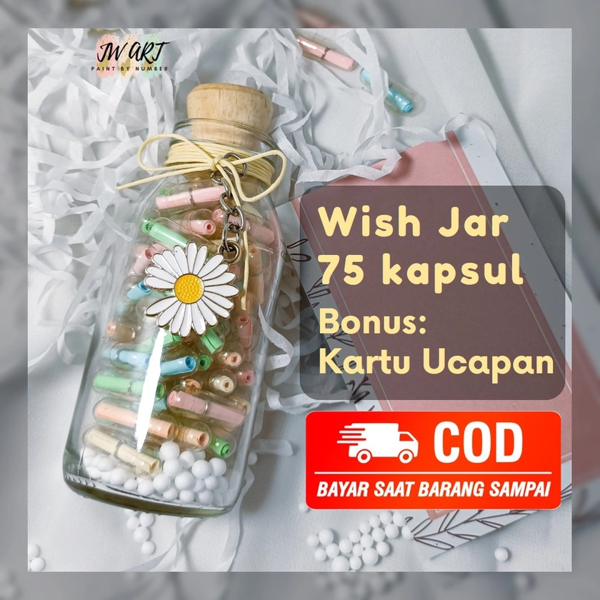 Wish Jar | Messages In a Bottle | Capsul Love | Botol Surat Kapsul | DIY Kartu Ucapan Botol berisi Surat Cinta sebagai Souvenir dan Kado Hadiah untuk Pacar, Anniversary, Ulang Tahun, Birthday Gift, Valentine yang Aesthetic Estetik Lucu Unik Isi 75 Kapsul