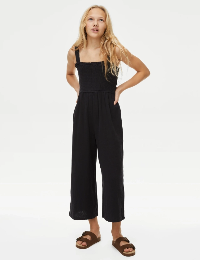 Pure Cotton Shirred Jumpsuit (6-16 Yrs) | M&S Collection | M&S