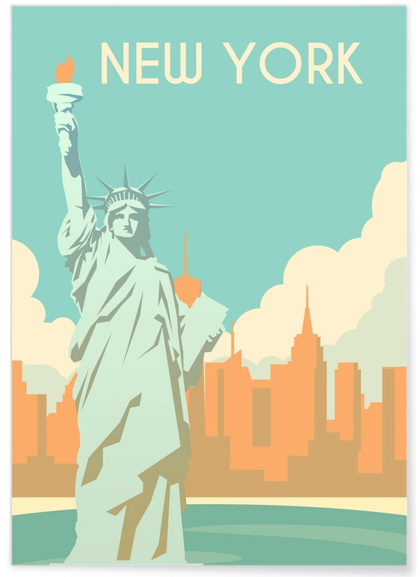 Affiche illustration des États-Unis, New-York | L’Afficherie