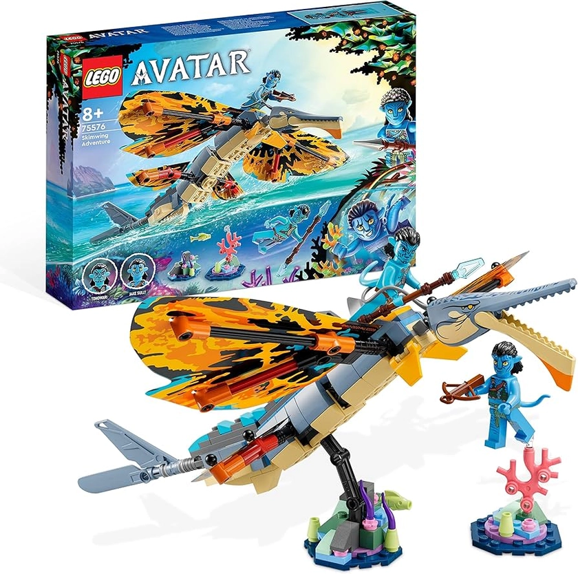 LEGO Avatar Skimwing Adventure, Collectible The Way of Water Set with Toy Animal for 8 Plus Year Old Boys & Girls, Pandora Coral Reef Scene, Jake Sully and Tonowari Minifigures 75576