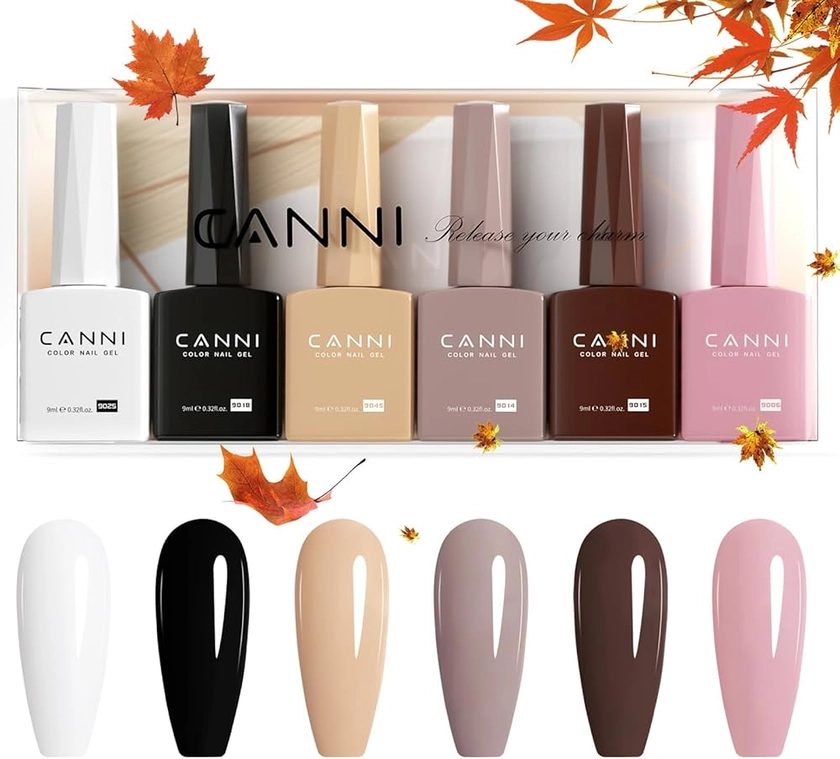 CANNI Vernis à Ongles Gel Semi Permanent 6 Couleur Vernis à Ongles Gel UV Gel Nail Polish blanc bleu marron rose Gel Semi-permanent Gel Valentinstag Gel für Maniküre Nageldesign 9ml : Amazon.fr: Beauté et Parfum