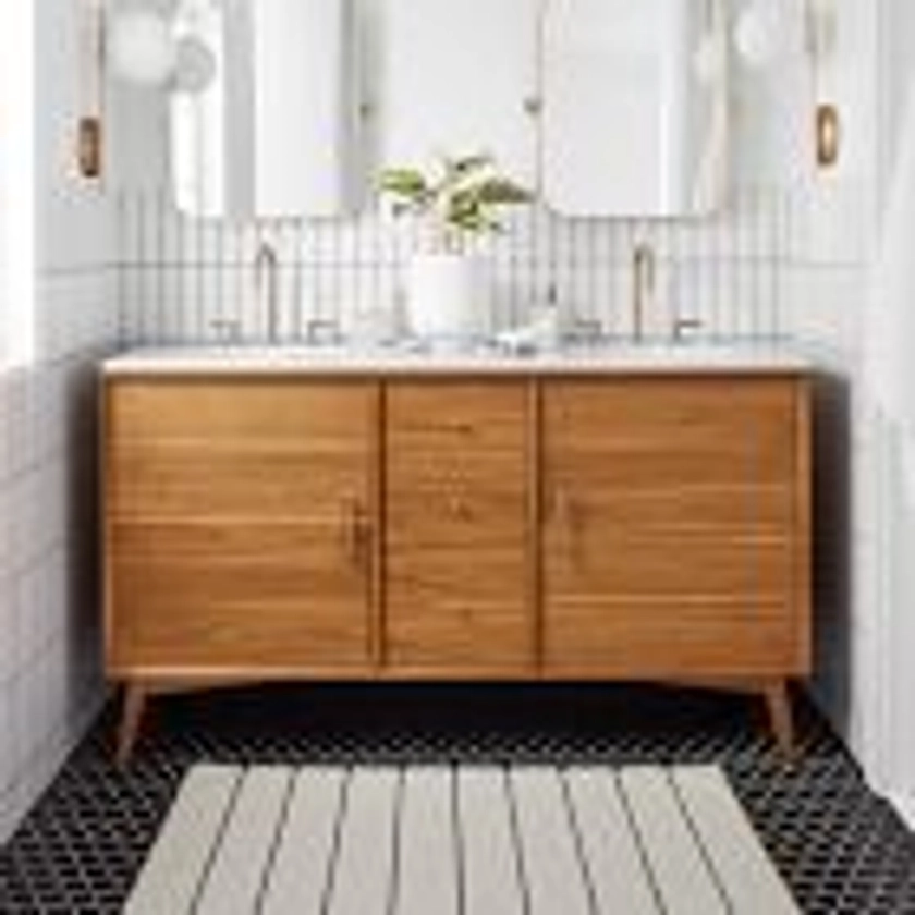 Mid-Century Double Bathroom Vanity (63"–72") - Acorn