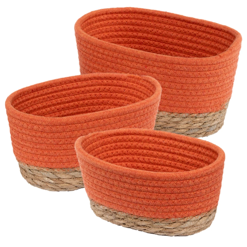 Tulla Seagrass Basket Set - Coral