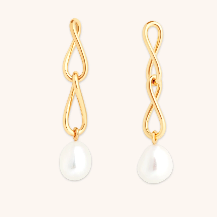 Infinite Pearl Gold Drop Studs | Astrid & Miyu Earrings
