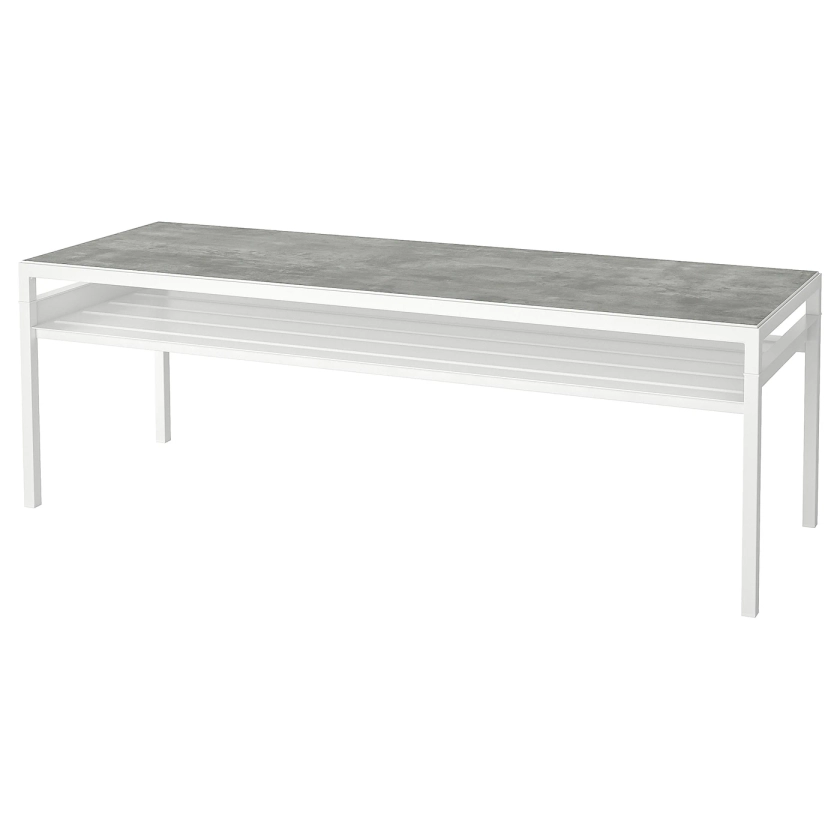 NYBODA Coffee table w reversible table top, light grey concrete effect, white, 120x40x40 cm - IKEA