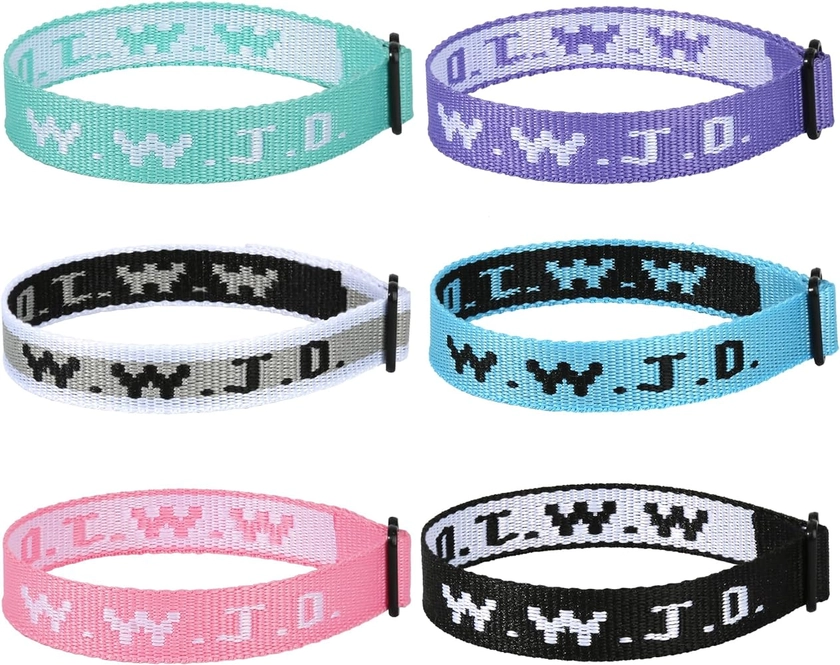 6PCS WWJD Bracelet for Women Men, Christian Gifts Wristbands, WWJD Rubber Bracelets - What Would Jesus Do Silicone Bracelet