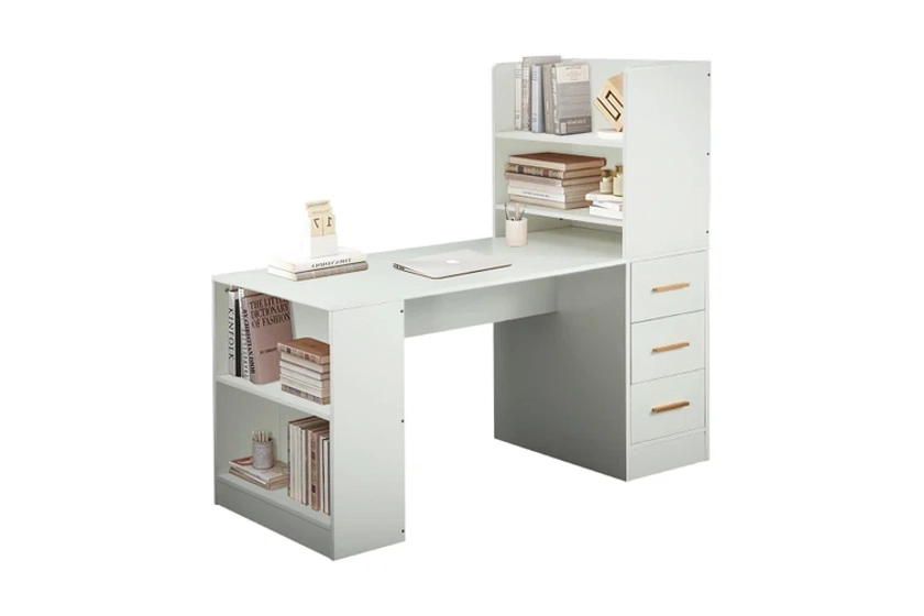 120cm Computer Desk Hutch with Shelves and Drawers on Side Home Office Furniture