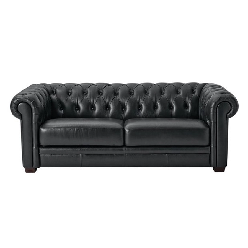 Buy Habitat Chesterfield Leather 3 Seater Sofa - Black | Sofas | Habitat