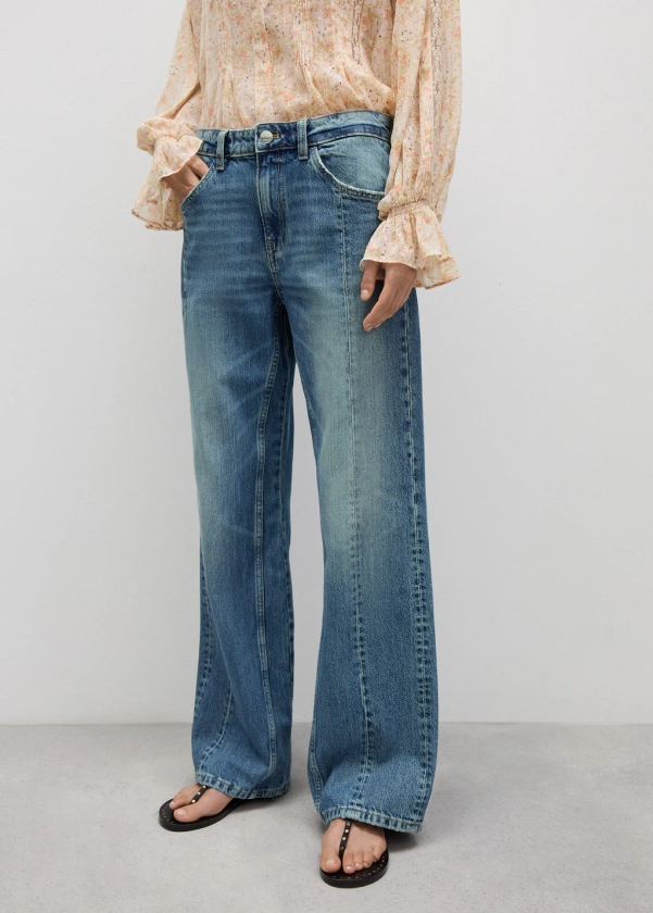 Straight jeans with decorative seams - Woman | MANGO United Kingdom